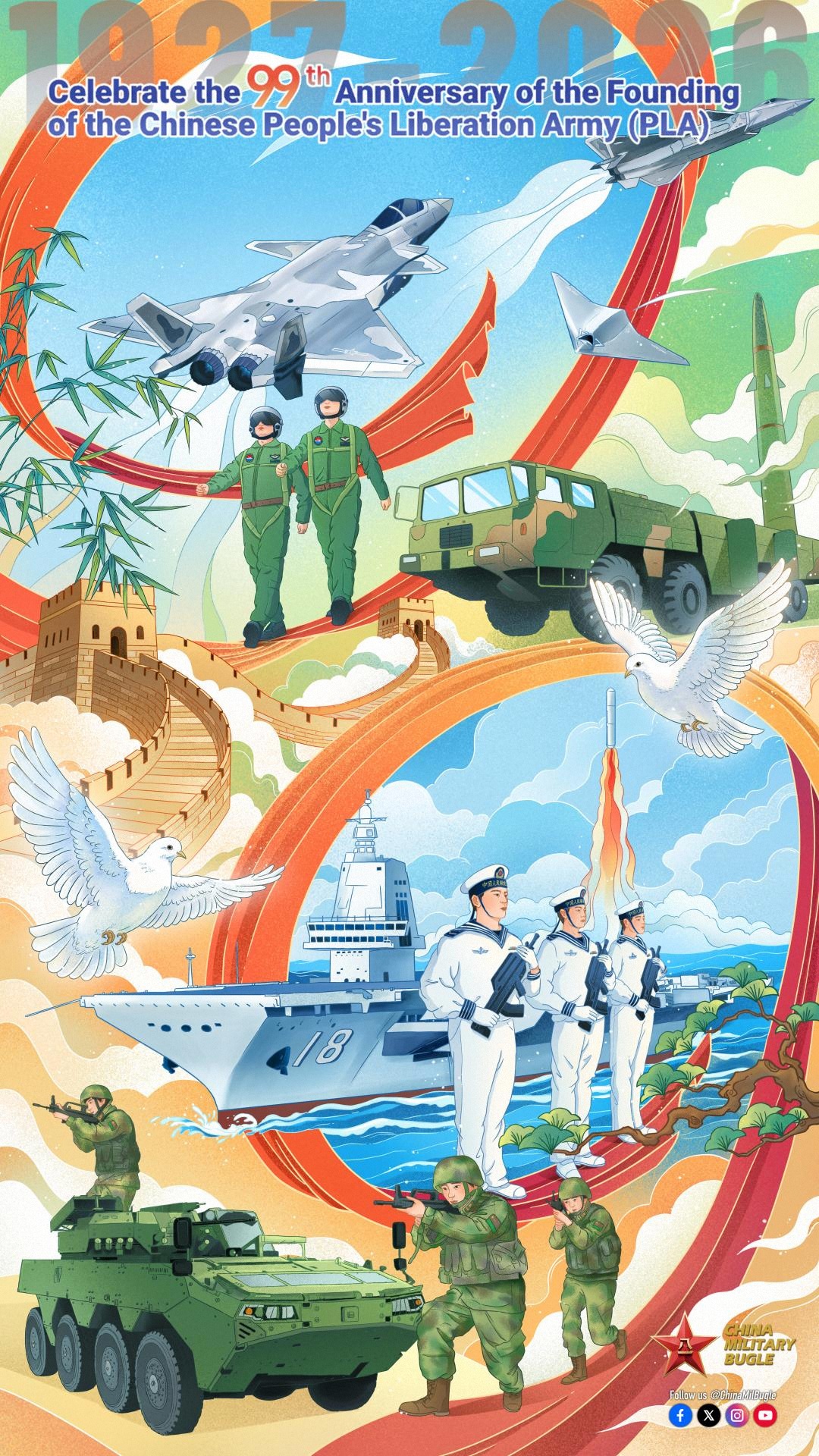 Commemorating Nine Decades and Nine Years of the People's Liberation Army's Establishment